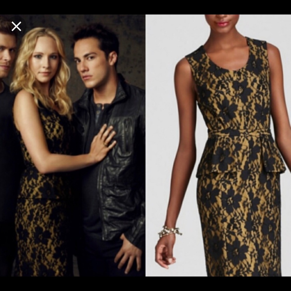 BCBG MAXAZRIA Black/lime green lace dress - Picture 4 of 4